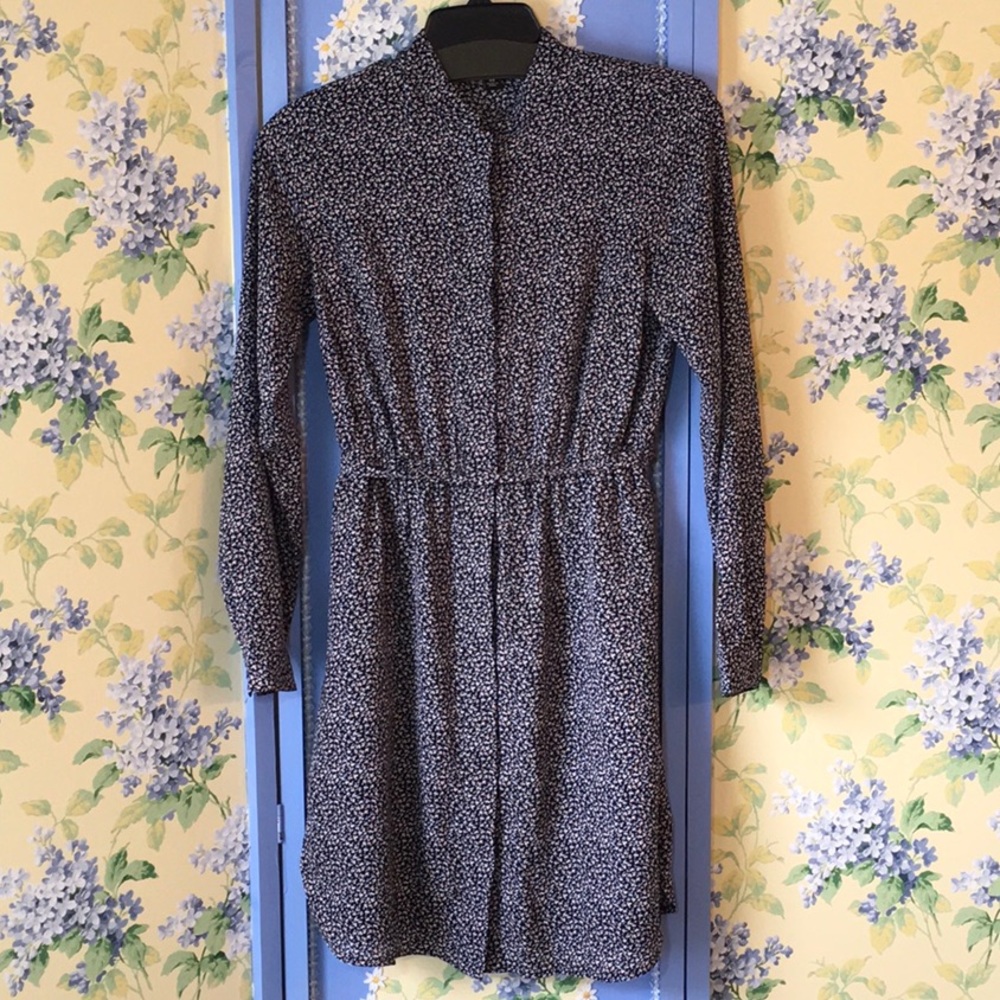 Ann Taylor Classic Shirtdress Navy Floral